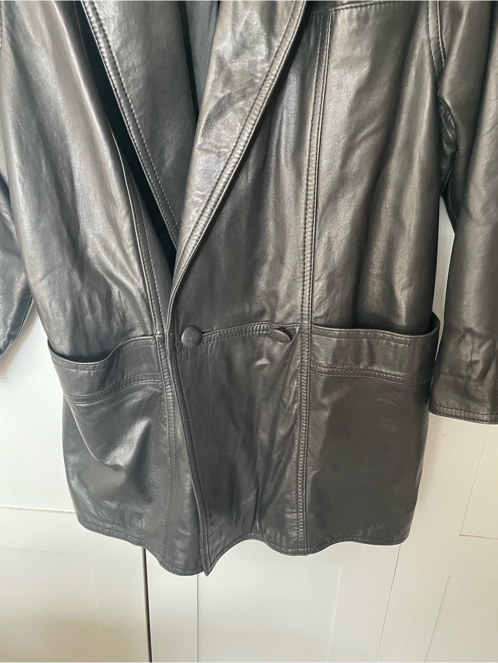 😍 Coat Sale ,Closet Clean Out ! Black Leather Blazer Jacket - Picture 7 of 15